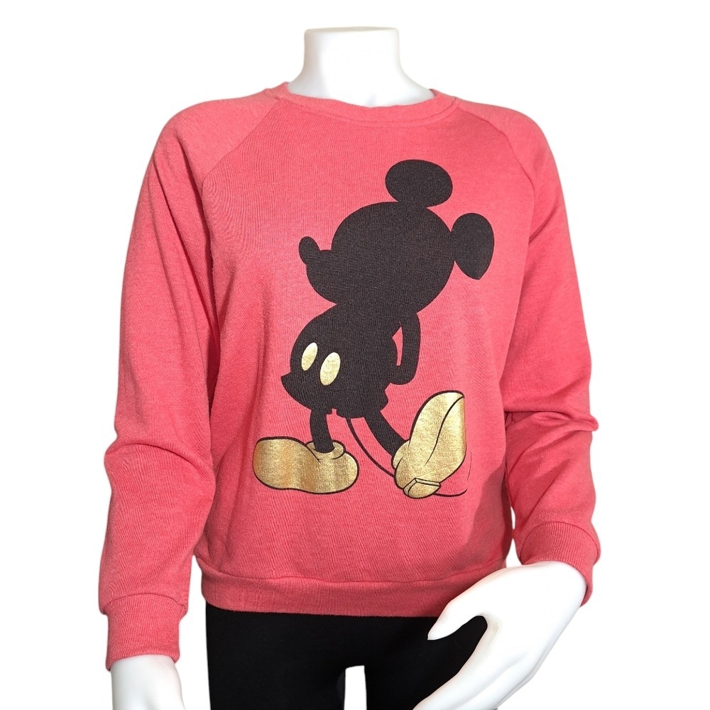 Disney Mickey Mouse Women's Shadow Graphic Crewneck‎ Sweatshirt Medium Red/Pink